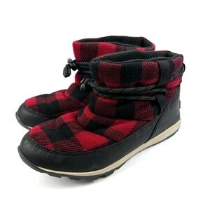 Sorel Whitney Short Ankle Boot 9‎ Red Dahlia Quilted Bootie Womens